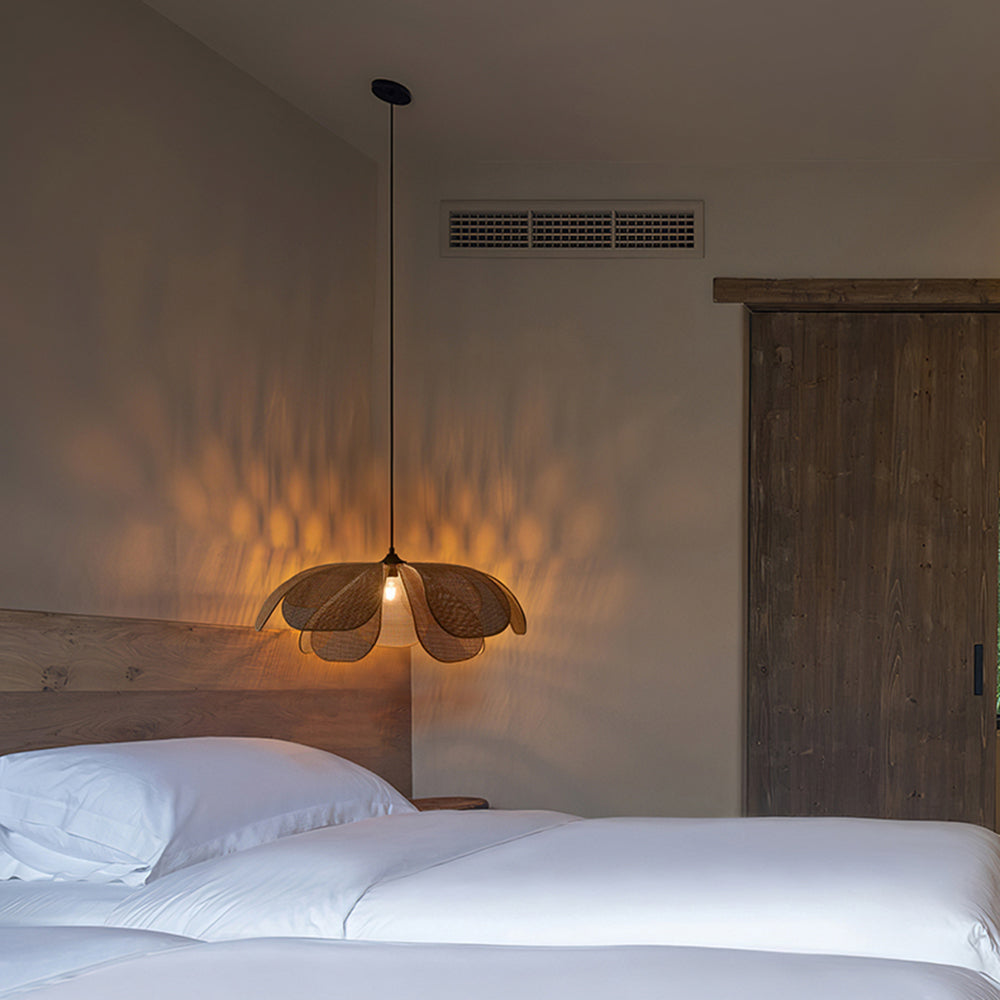 Ritta Design Weidengeflecht LED Holzfarbe Pendelleuchte Wohnzimmer Metall Rattan