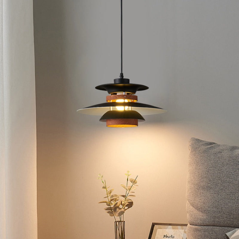Valentina Modern Pendelleuchte Schwarz Weiß Holz Metall Esszimmer