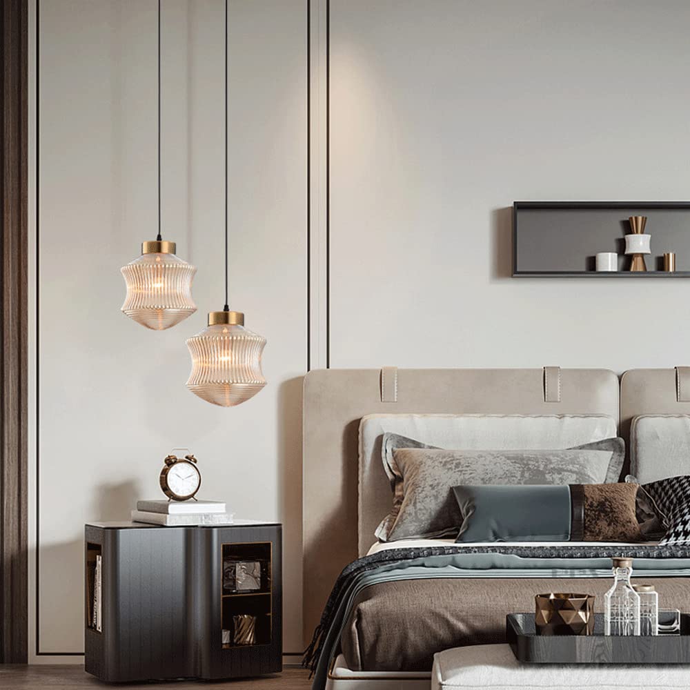 Valentina Modern LED Pendelleuchte Rauch Grau Glas Schlafzimmer