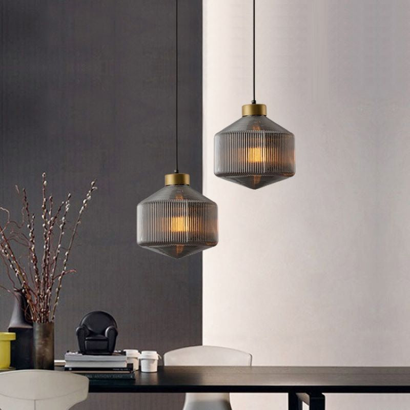 Valentina Modern LED Pendelleuchte Rauch Grau Glas Schlafzimmer