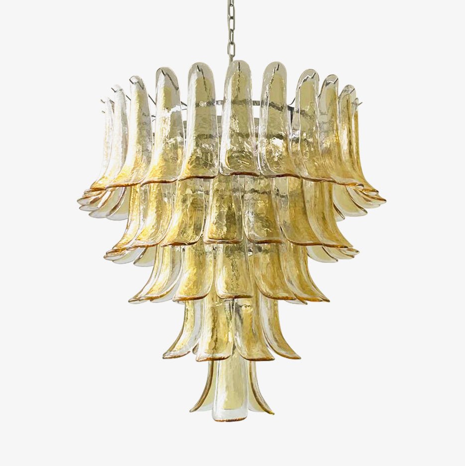 Celorian Kronleuchter bernsteinfarbene Blüten aus Murano-Glas geschichteter Lotus