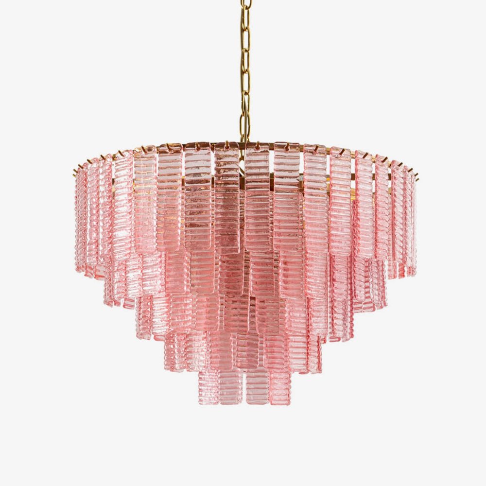 Lioririan Kronleuchter aus rosa Muranoglas mit mehrschichtigen Vintage-Luxus-Design