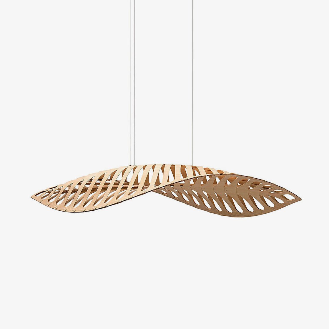 Veliren Pendelleuchte aus Holz mit Blatt-Design