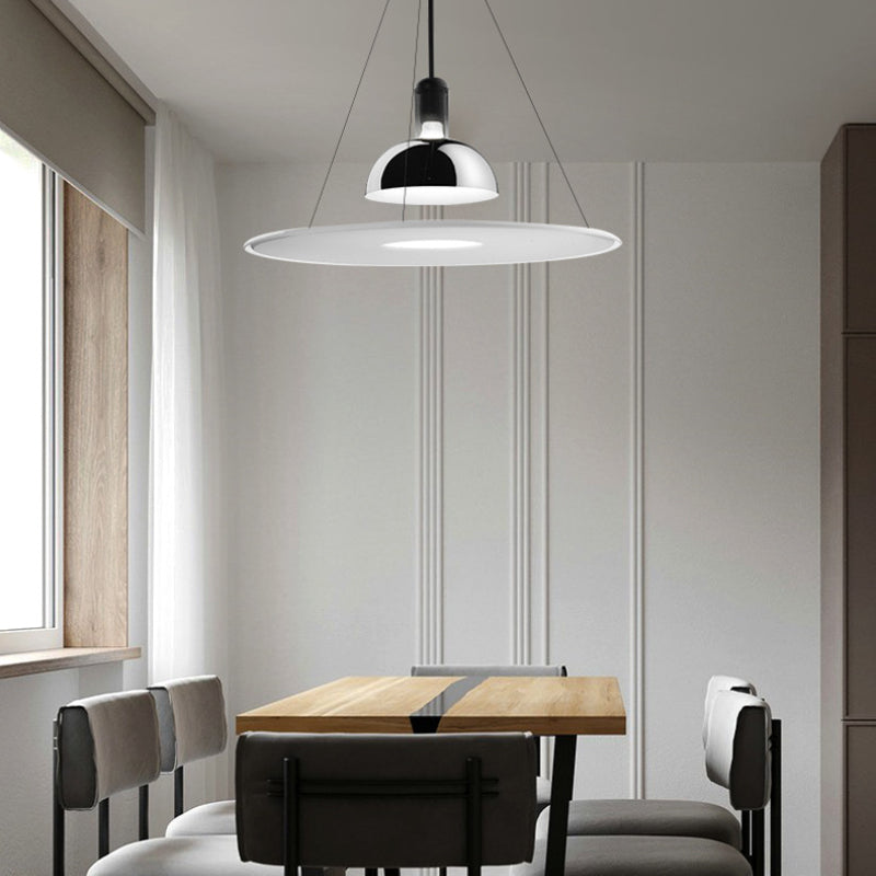 Arisha Modern Schale LED Pendelleuchte Chrom/Schwarz Esstisch Metall&Acryl