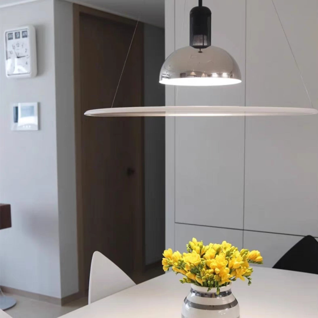 Arisha Modern Schale LED Pendelleuchte Chrom/Schwarz Esstisch Metall&Acryl