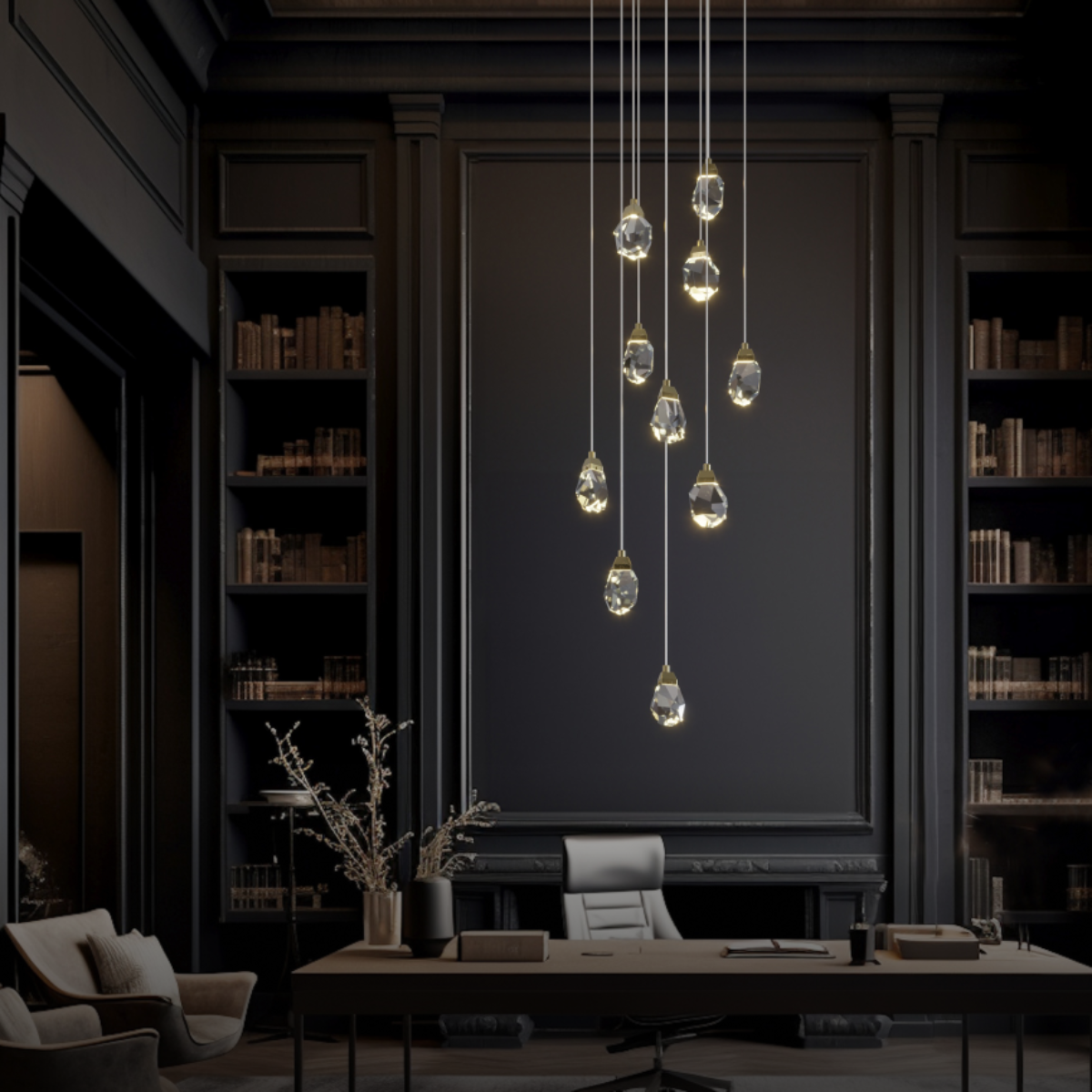 Kristy Design LED Kronleuchter Gold Glas/Metall Schlafzimmer