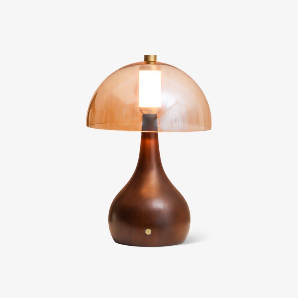 Aurae Tischleuchte aus Holz und Glas im modernen Stil