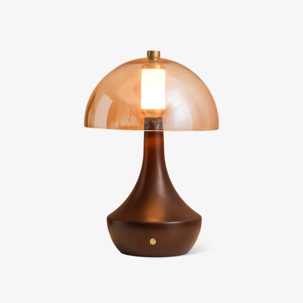 Aurae Tischleuchte aus Holz und Glas im modernen Stil