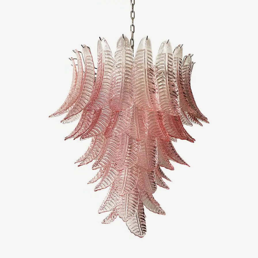 Liorisian Kronleuchter Pink Murano-Glasblätter Kaskaden Romantisch