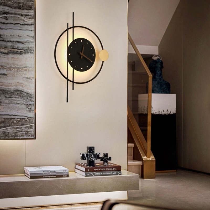 Arisha Modern Rund Uhr LED Innenwandleuchte Metall Acryl Schlafzimmer Wohnzimmer