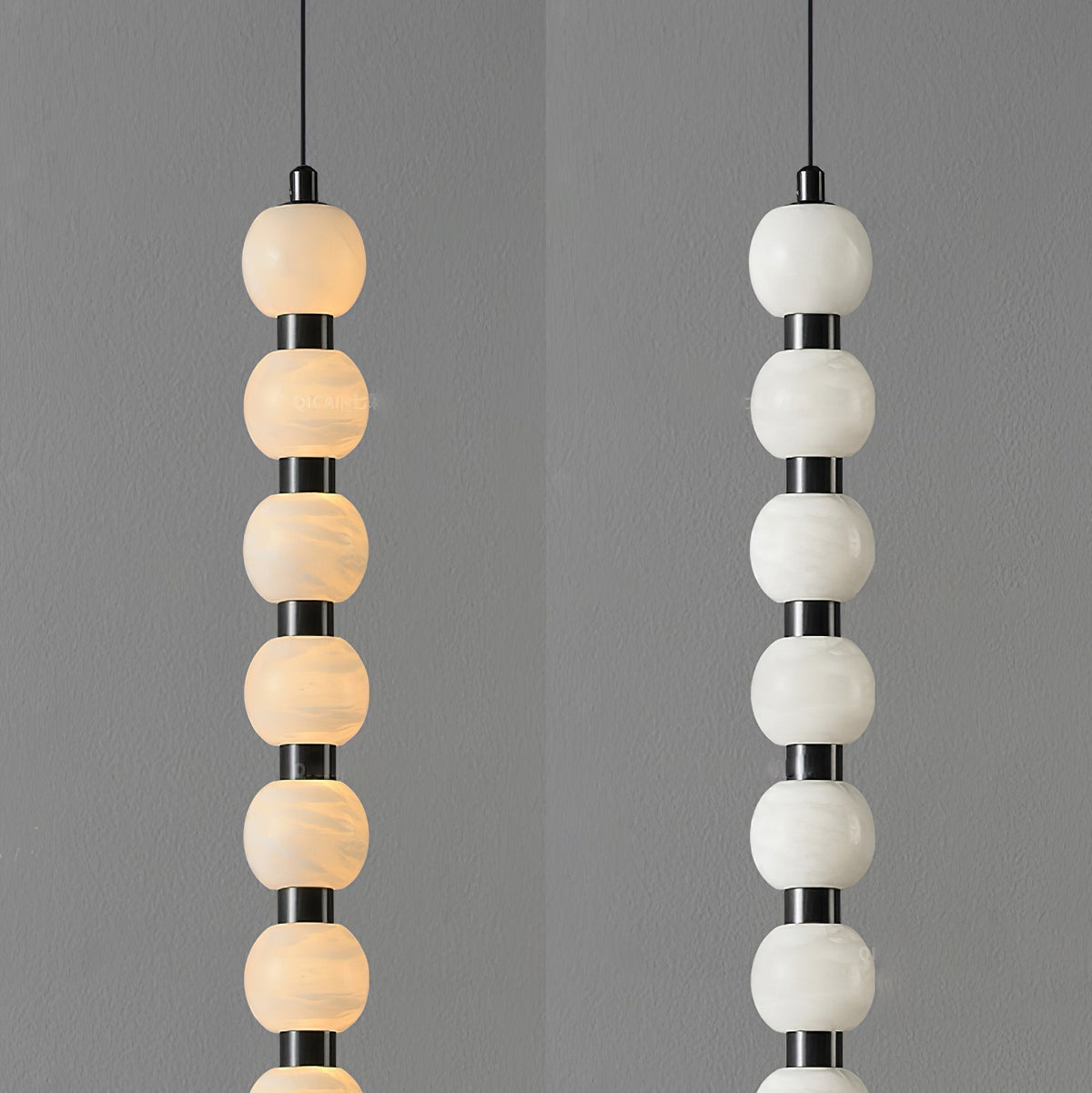 Albinaine zeitgenössische Alabaster-Pendelleuchte in Kieselsteinform