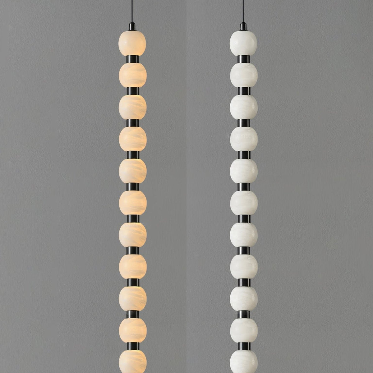 Albinaine zeitgenössische Alabaster-Pendelleuchte in Kieselsteinform