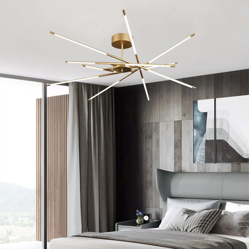 Arisha Modern Linear LED Deckenleuchte Schwarz/Gold Wohn/Schlafzimmer Metall/Acryl Multi-Flammig