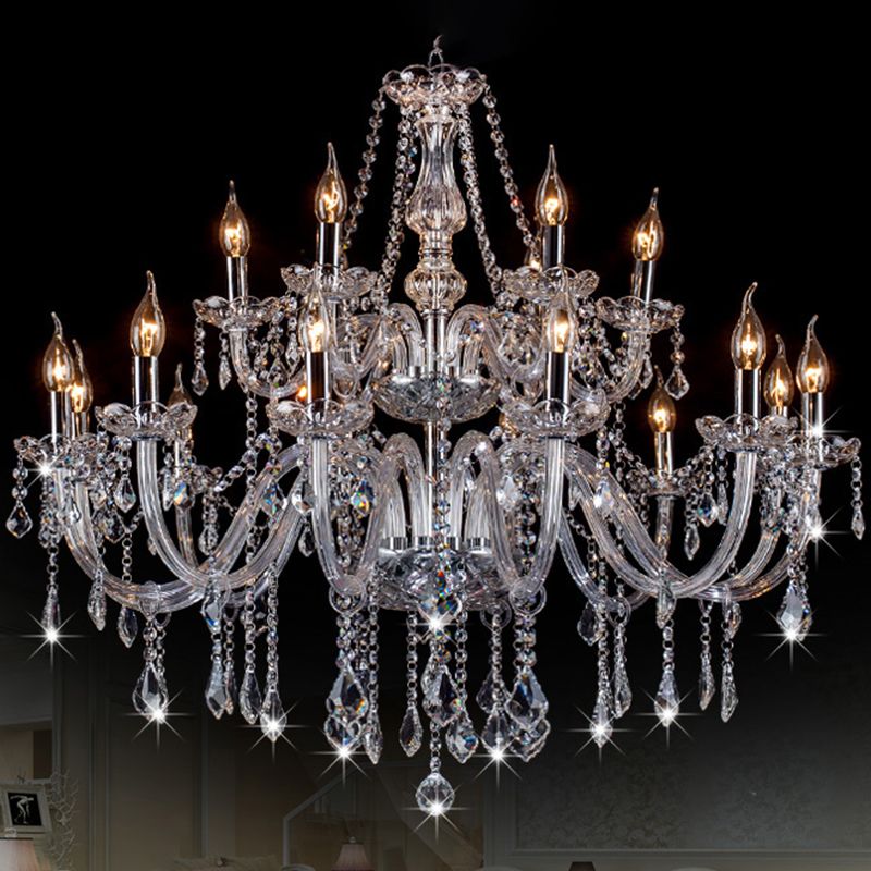 Silva Vintage LED Kronleuchter Kerzenform Klar Wohn/Esszimmer Glas 6/8/10/12/15/18-flammig