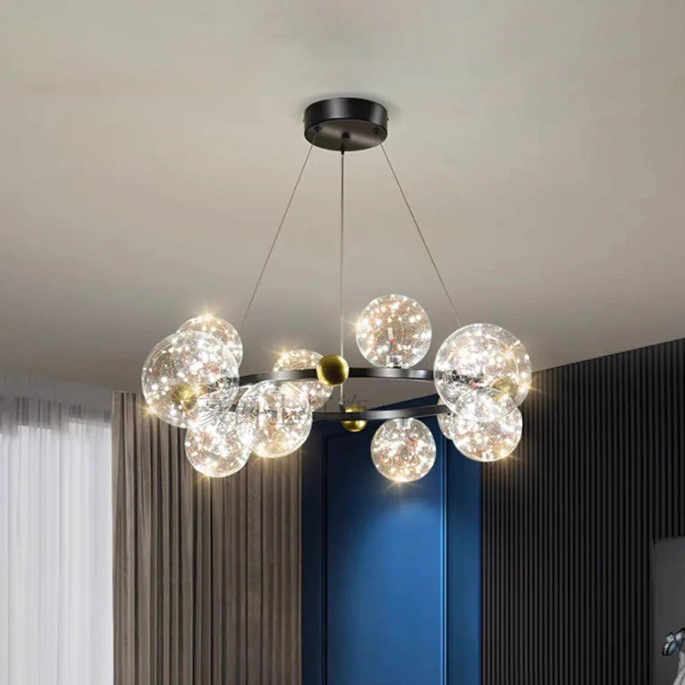 Valentina Kreis Kronleuchter Metall Glas Wohnzimmer Schlafzimmer Esszimmer