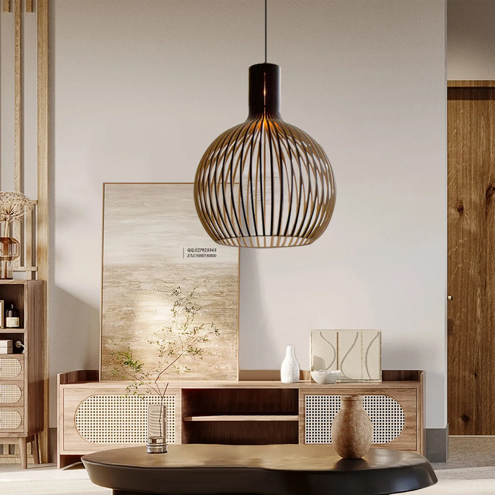 Muto Hölzerne Vogelkäfig-Lampe  Pendelleuchte Holz Esszimmer