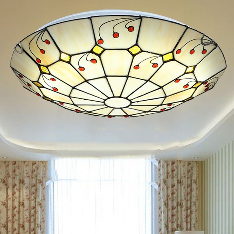 Arisha Vintage LED Deckenleuchte Rund Gold Schlaf/Wohnzimmer Glas