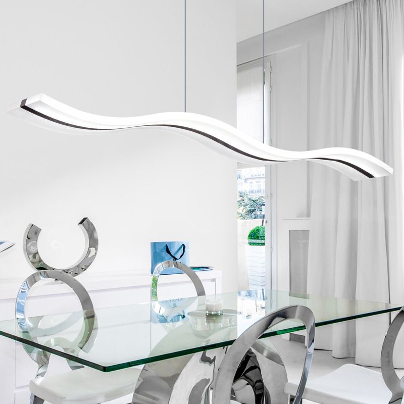 Arisha Modern LED Pendelleuchte Wellenform Wohn/Schlafzimmer Metall&Acryl 98CM Lang Dimmbar