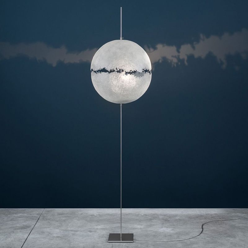 Aria Modern Stehleuchte Mond Globe, Gold/Silber, Wohnzimmer, Metall Harz
