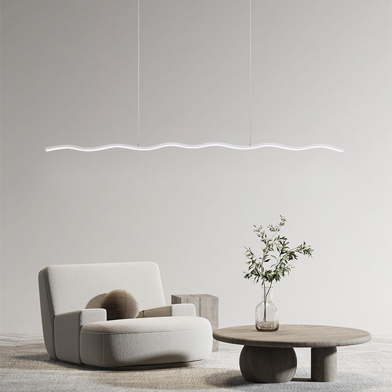 Arisha Modern LED Pendelleuchte Dimmbar Welle Linear Esszimmer Schwarz/Weiß Metall