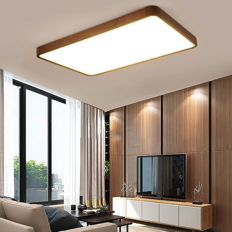 Muto Modern LED Deckenleuchte Geometric Weiß Wohn/Schlafzimmer Holz