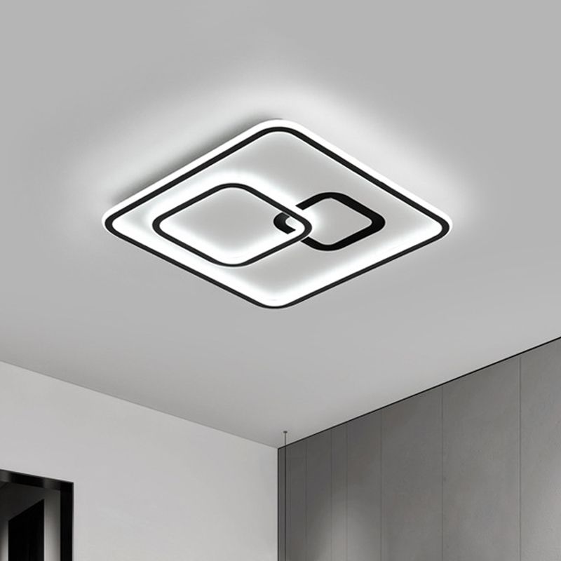 Arisha Modern Quadrat LED Deckenleuchte Schwarz Wohn/Schlafzimmer Acryl 40/50CM Lang