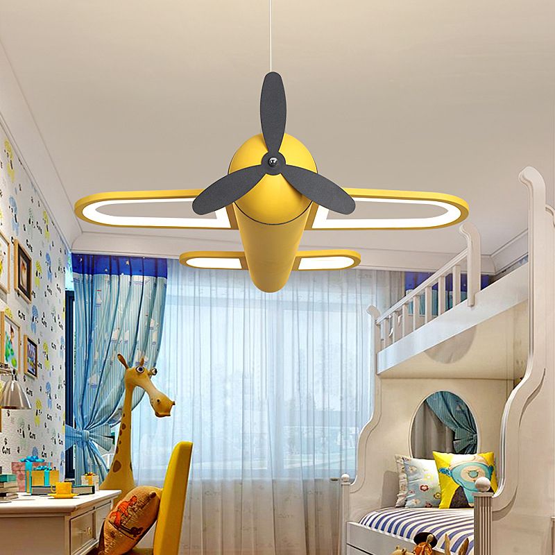 Aria Flugzeug Design LED Pendelleuchte Gelb&Blau Schlaf/Wohn/Esszimmer Metall