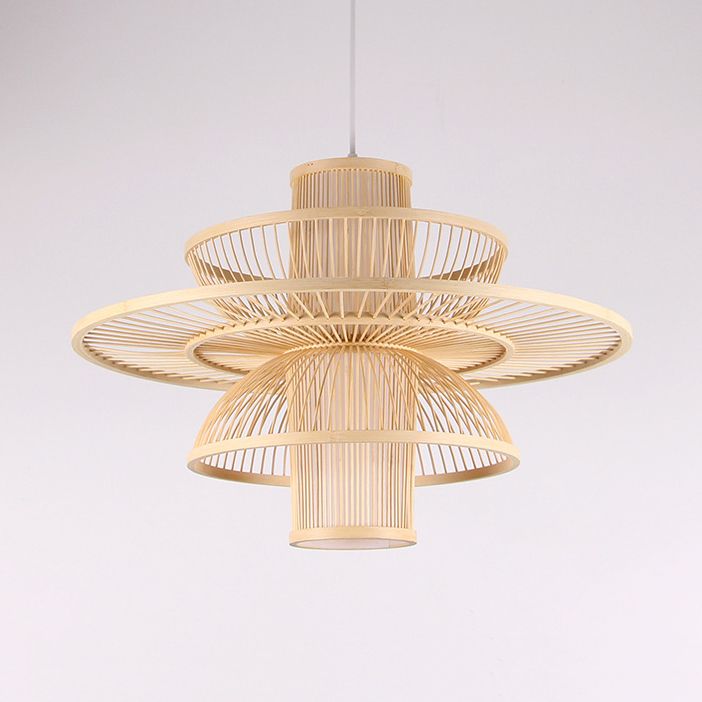 Muto Modern LED Pendelleuchte Schwarz/Beige Wohn/Ess/Schlafzimmer Esstisch Rattan
