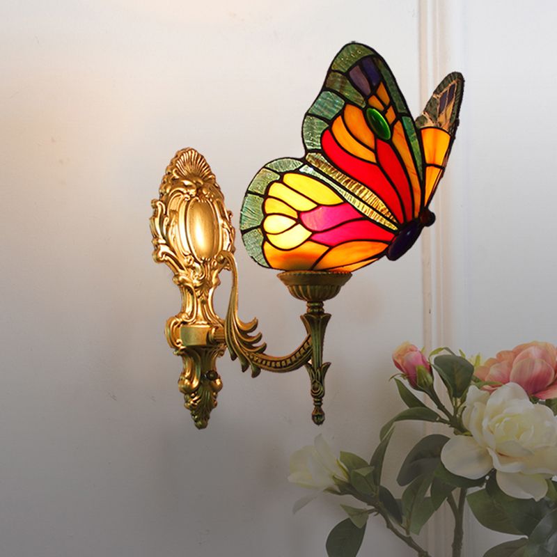 Arisha Künstlerisch LED Schmetterling Wandleuchte Rot/Blau/Mehrfarbig/Hellblau Schlaf/Wohnzimmer/Flur Metall/Glas