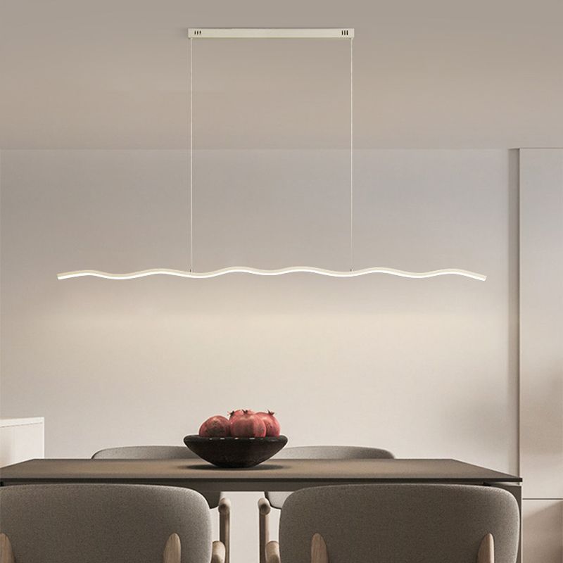 Arisha Modern LED Pendelleuchte Dimmbar Welle Linear Esszimmer Schwarz/Weiß Metall