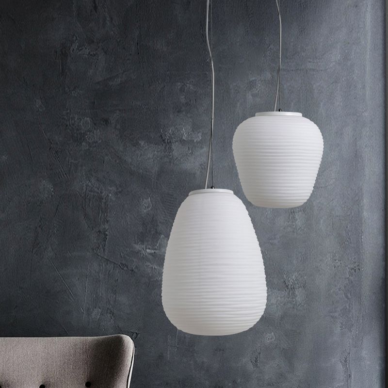 Ritta Designer Einfache LED Pendelleuchte Weiß Schlafzimmer Glas/Metall 3 Größen