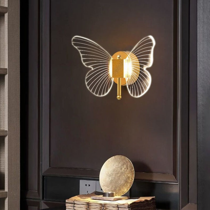 Arisha Modern Niedlicher Schmetterling LED Wandleuchte Gold Wohn/Schlafzimmer Metall