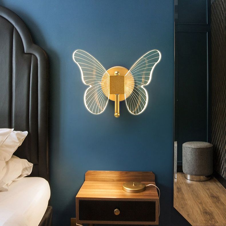 Arisha Modern Niedlicher Schmetterling LED Wandleuchte Gold Wohn/Schlafzimmer Metall