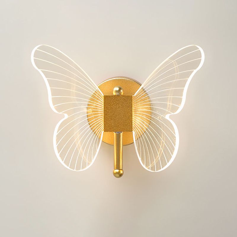 Arisha Modern Niedlicher Schmetterling LED Wandleuchte Gold Wohn/Schlafzimmer Metall