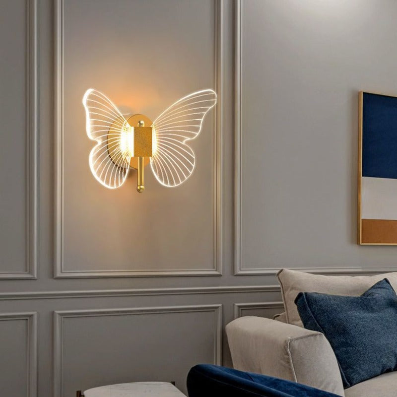 Arisha Modern Niedlicher Schmetterling LED Wandleuchte Gold Wohn/Schlafzimmer Metall