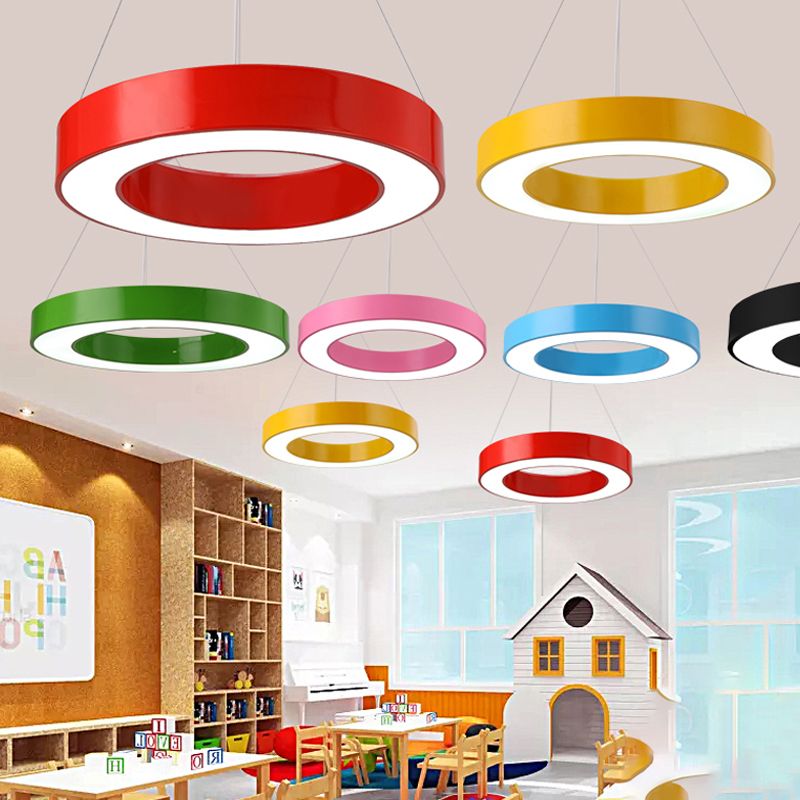 Valentina Modern Pendelleuchte O-Form Gelb/Rot Schlaf/Wohn/Esszimmer Metall ∅40/50/60CM