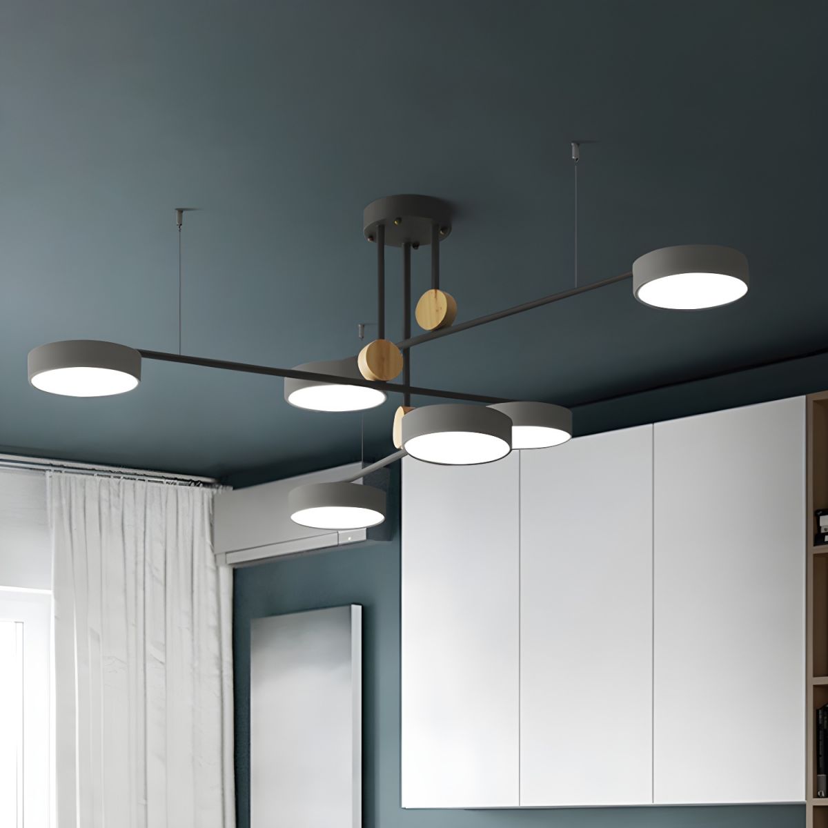 Avi Nordisch Rund LED Kronleuchter Grau/Grün Metall Wohnzimmer