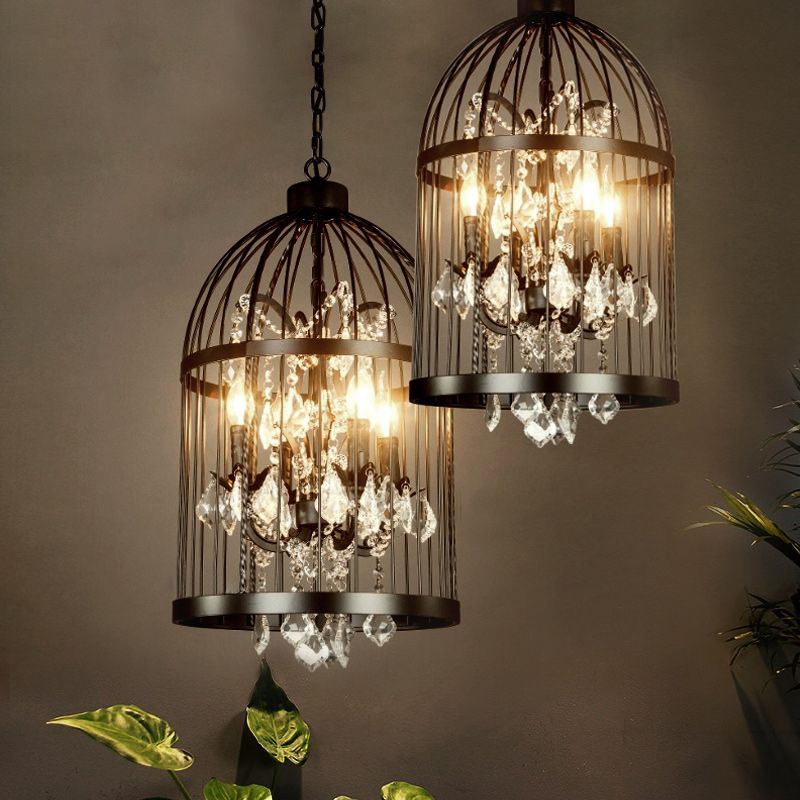 Kristy Vintage Vogelkäfig LED Pendelleuchte Schwarz/Weiß Wohn/Esszimmer Metall
