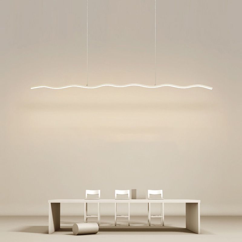 Arisha Modern LED Pendelleuchte Dimmbar Welle Linear Esszimmer Schwarz/Weiß Metall