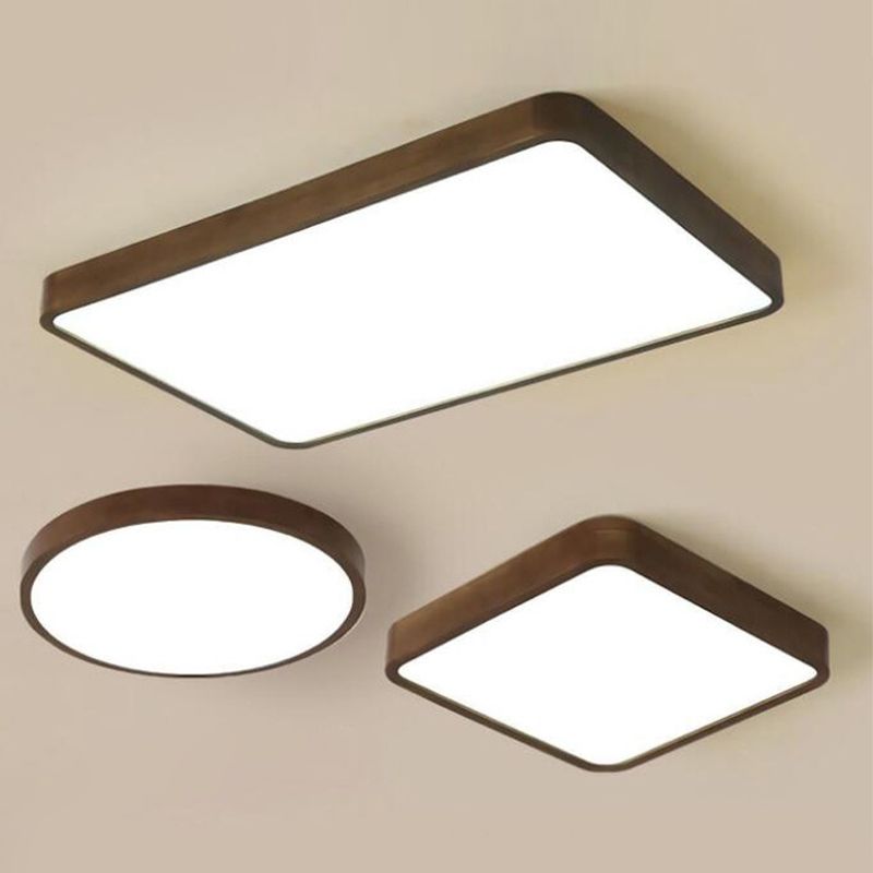 Muto Modern LED Deckenleuchte Geometric Weiß Wohn/Schlafzimmer Holz