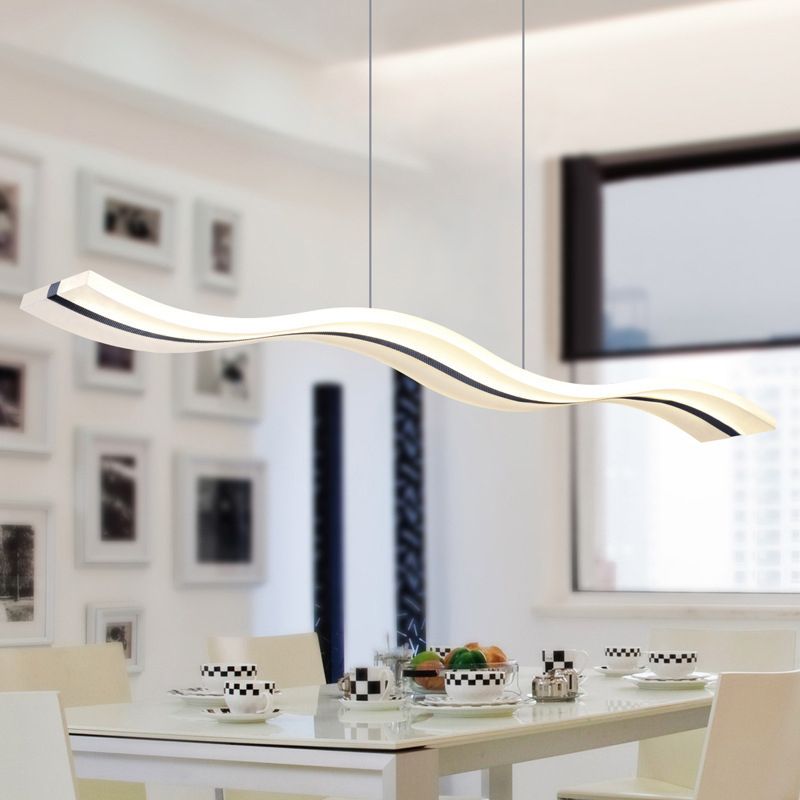 Arisha Modern LED Pendelleuchte Wellenform Wohn/Schlafzimmer Metall&Acryl 98CM Lang Dimmbar