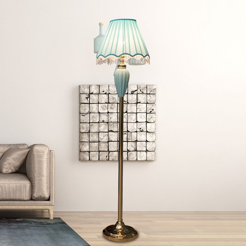 Arisha Vintage Stehleuchte Blau/Rosa, Wohnzimmer, Keramik Stoff