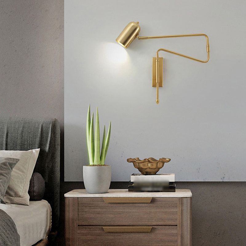 Arisha Modern Wandleuchte Verstellbar, Schwarz/Gold, Wohnzimmer, Metall