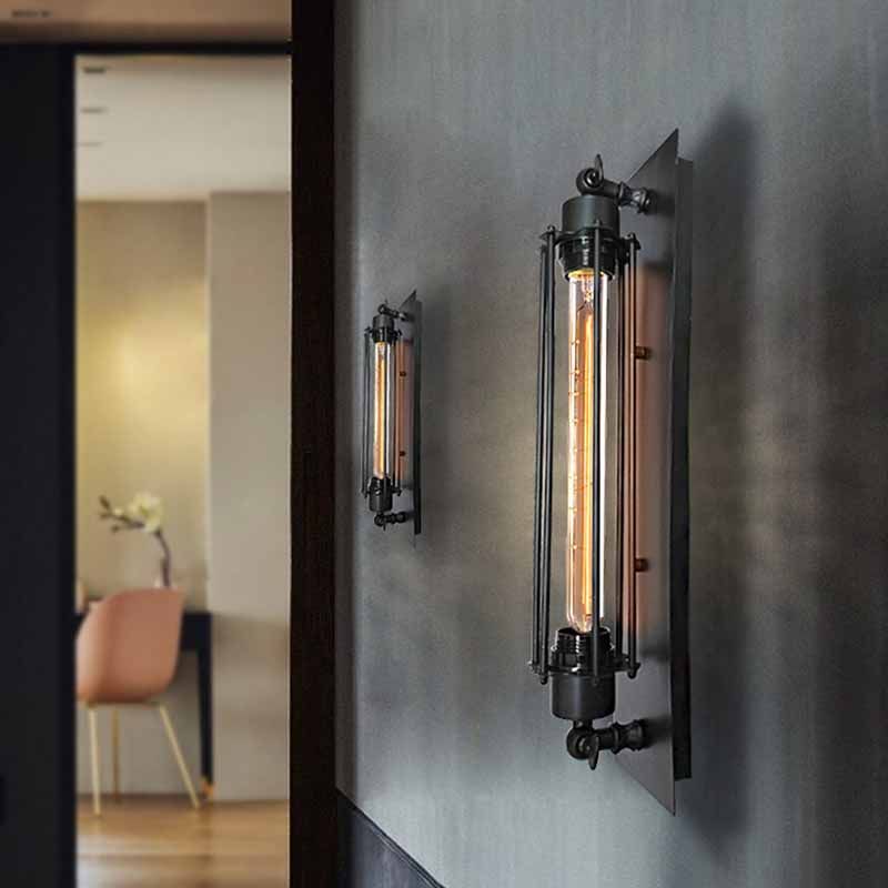 Silva Vintage Zylinder LED Wandleuchte Schwarz/Rot/Silber/Gold Wohn/Schlafzimmer Flur Innen Metall