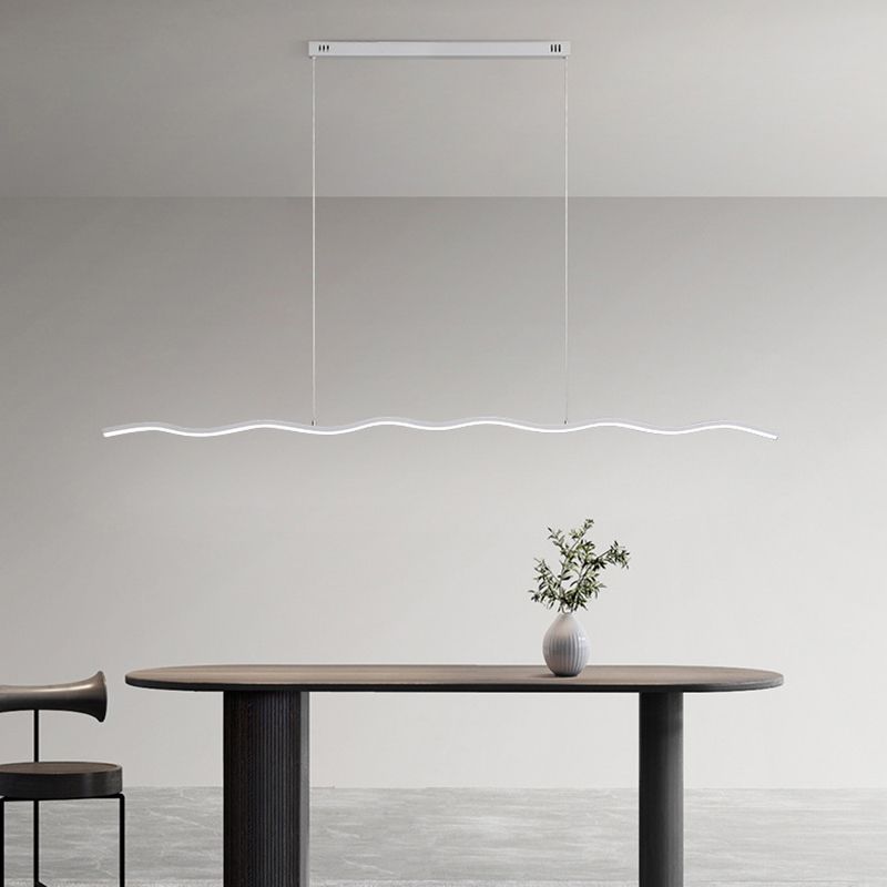 Arisha Modern LED Pendelleuchte Dimmbar Welle Linear Esszimmer Schwarz/Weiß Metall