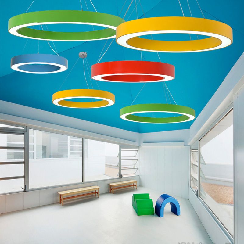Valentina Modern Pendelleuchte O-Form Gelb/Rot Schlaf/Wohn/Esszimmer Metall ∅40/50/60CM