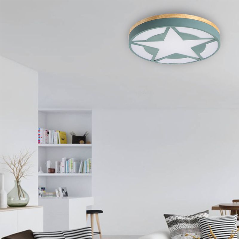 Arisha Modern Stern LED Deckenleuchte Weiß/Grün/Grau Wohn/Schlafzimmer Metall&Holz ∅46CM