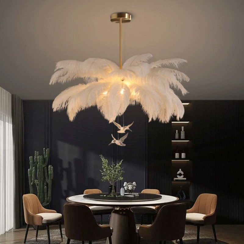 O'Moore  Kronleuchter  Feder Weiß Schlaf/Wohnzimmer