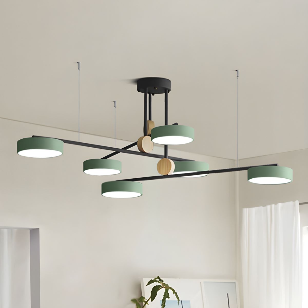 Avi Nordisch Rund LED Kronleuchter Grau/Grün Metall Wohnzimmer