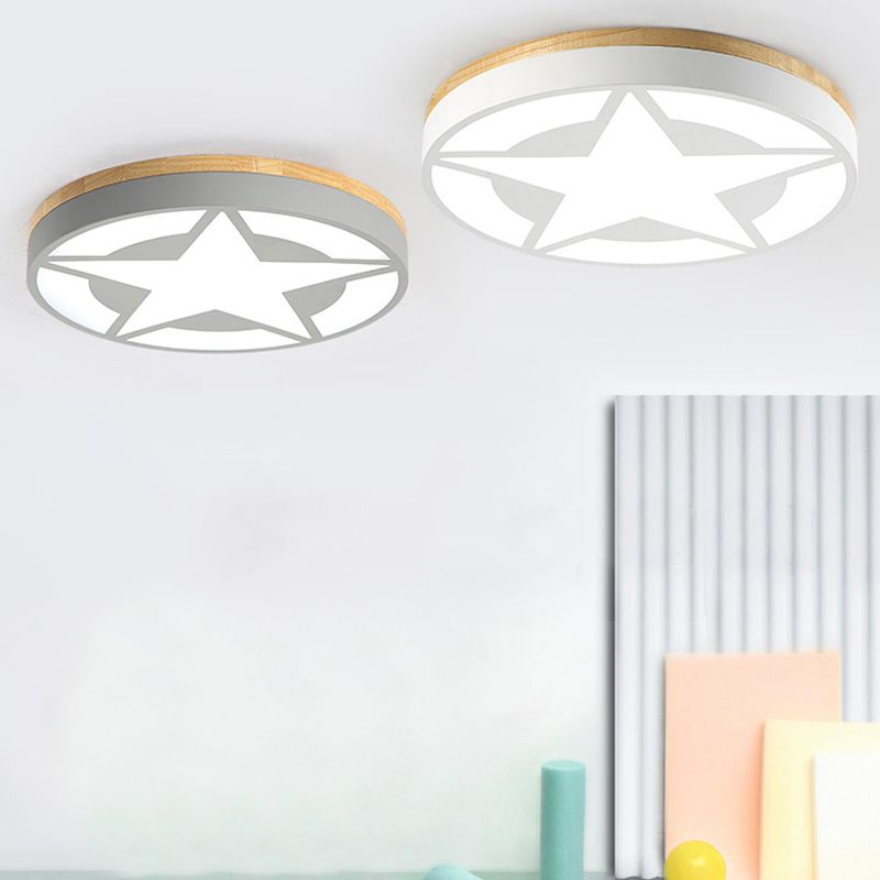 Arisha Modern Stern LED Deckenleuchte Weiß/Grün/Grau Wohn/Schlafzimmer Metall&Holz ∅46CM